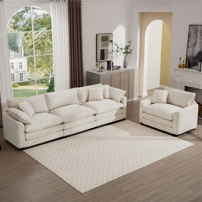 Elegant Corduroy Oversized Sectional Sofa Set With Deep Seats And Flexible Layout