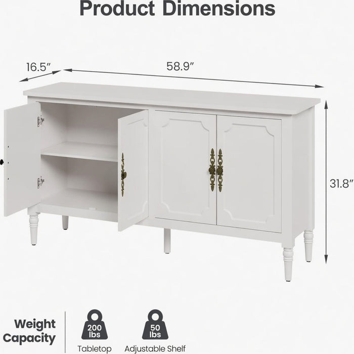 Vintage Buffet Cabinet With Adjustable Shelves Home Essentials