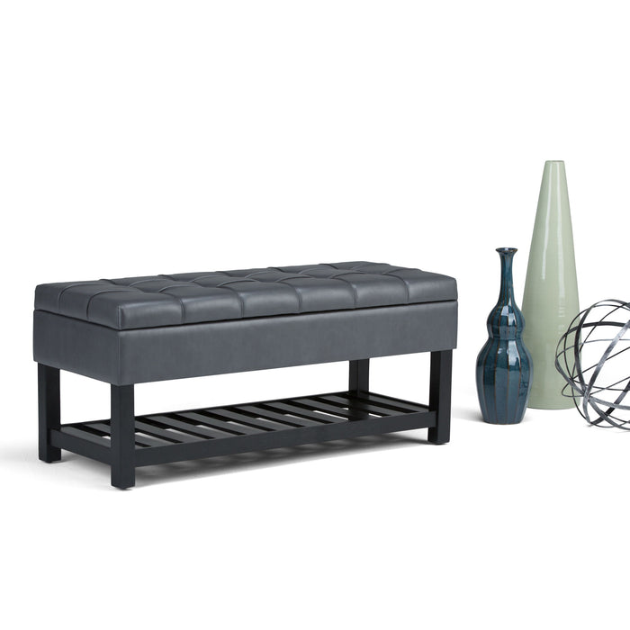 Saxon - Upholstered Transitional Storage Ottoman Bench Simpli-Home