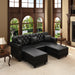 Upholstered Sofa With Nailhead Trim, Rolled Armrests With Ottoman Home Essentials