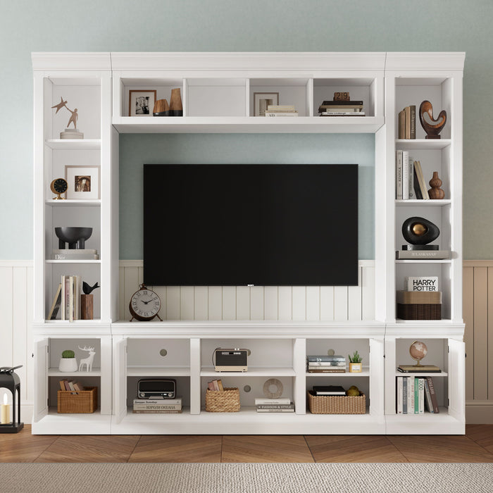 TV Stand With Hutch, Large Entertainment Center With Adjustable Shelves Hearth and Haven