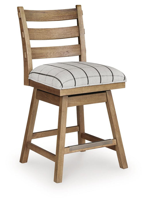 Ridgester - Upholstered Swivel Barstool (Set of 2) - Light Brown Benchcraft®