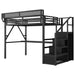 Queen Loft Bed With Desk And Charging Station Stairs And Light - Black Home Essentials
