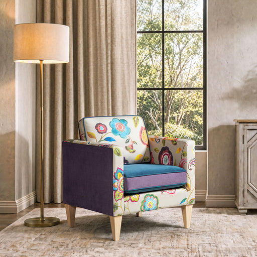 Mamba - Patchwork Accent Chair - Teal Blue Purple / Multicolored Floral Jennifer Taylor Home