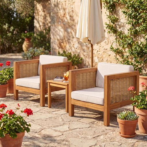 Outdoor Club Chair With Wicker Armrest Noble House