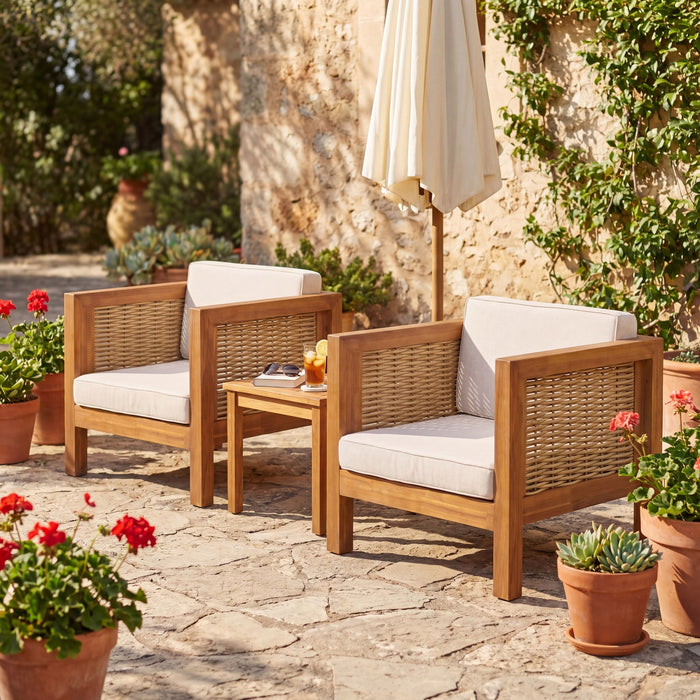 Outdoor Club Chair With Wicker Armrest Noble House