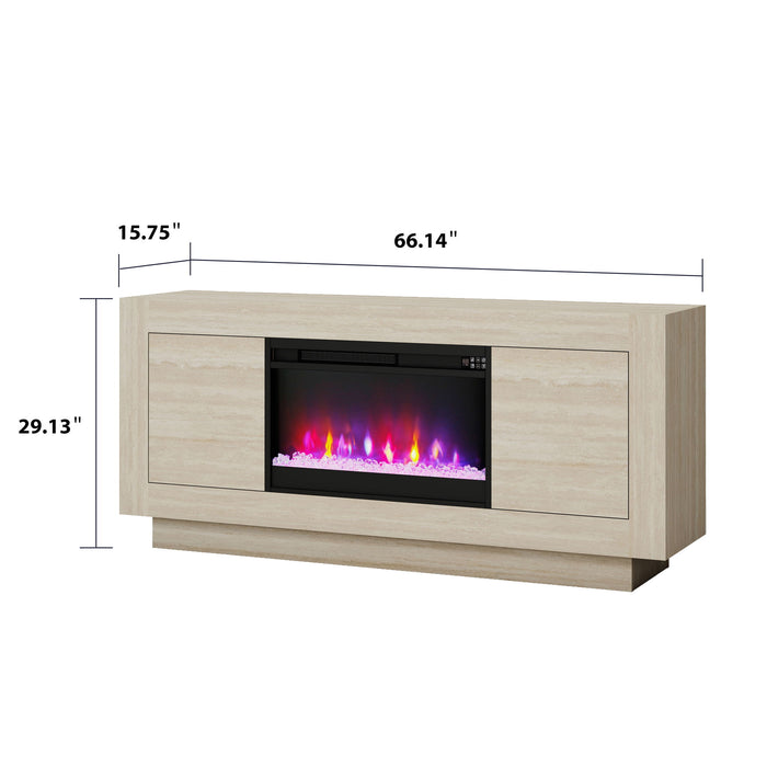 Fireplace TV Stand - Beige Home Essentials
