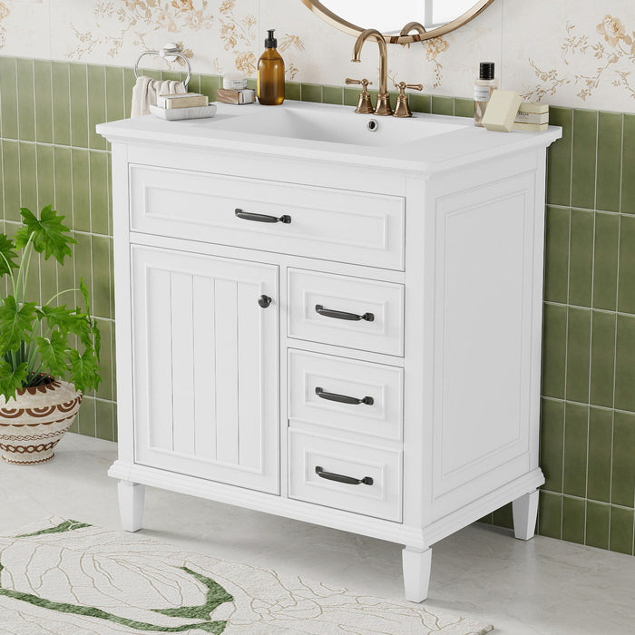 Bathroom Vanity With Sink Top, Flip Drawers, Adjustable Shelf Hearth and Haven