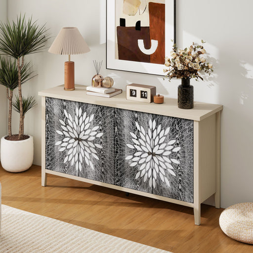 Modern Storage Cabinet With 4 Doors & Adjustable Shelves Home Essentials