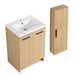 Freestanding Bathroom Vanity Set With Tall Linen Cabinet, Single Sink, Extra Storage, Soft Close Doors - Glossy White / Light Oak Home Essentials