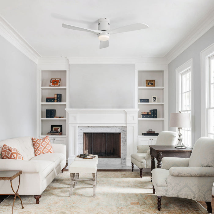 52" Low Profile Ceiling Fan With 6 Speed Remote, 3 Blades, Reversible DC Motor For Living Room - White Daily Nest