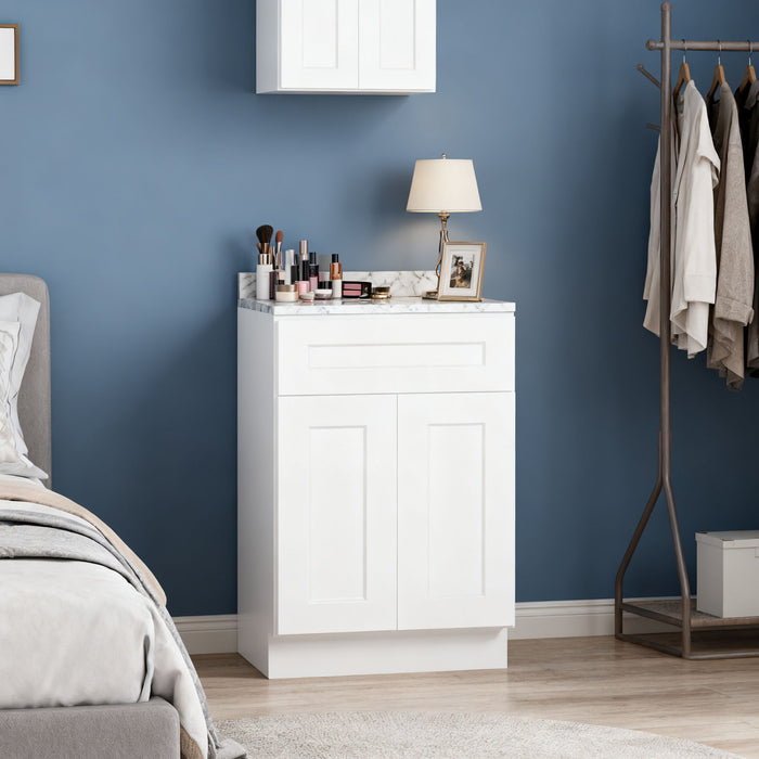 Shaker Base Cabinet With Soft-Close Drawer & Double Doors, Adjustable Shelf Home Essentials