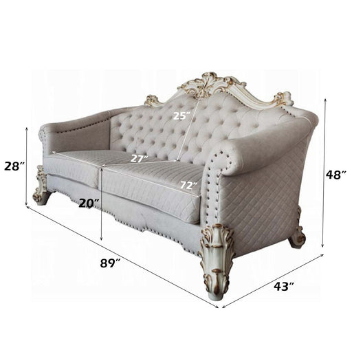 Vendome II - Sofa With 6 Pillows - Two Tone Ivory Fabric & Antique Pearl ACME