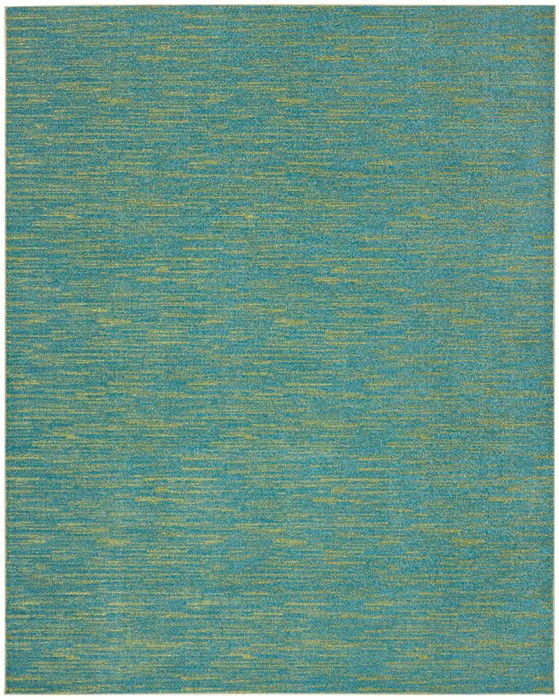 9' X 12' Striped Non Skid Indoor / Outdoor Area Rug - Blue / Green