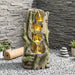 Outdoor Water Fountain, Tree Stump Cascading Fountain With Warm LED Lights - Earthy Yellow Daily Nest