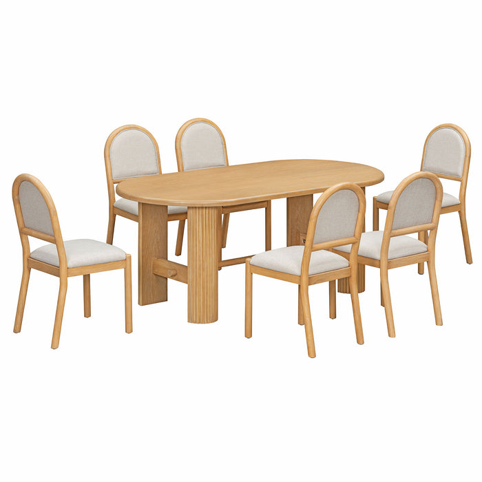 Oval Dining Table Set For 6 With 6 Upholstered Chairs Hearth and Haven