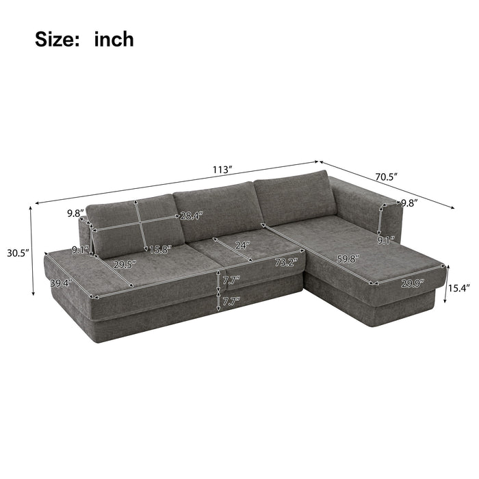 L-Shaped Modular Sofa With Double Layer Cushion Noble House