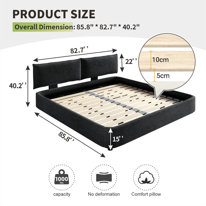 Cloud Bed Frame With Oversized Padded Movable Headboard Home Essentials
