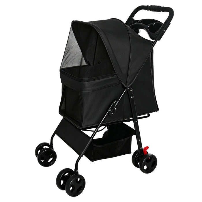 Foldable Pet Stroller For Small Dogs And Cats With Multi Functional Tray Daily Nest