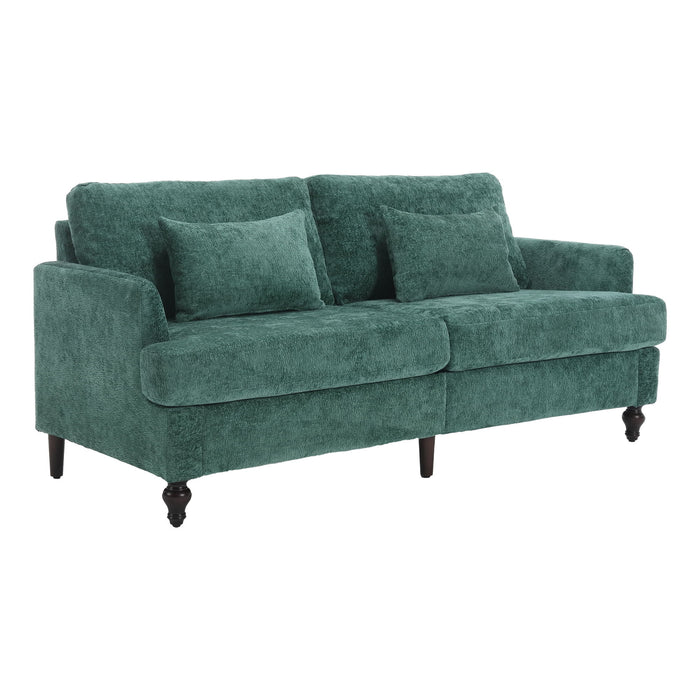 Mid Century Modern Chenille Fabric Loveseat Sofa, 2 Seat Upholstered Couch