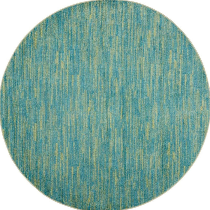 8' X 8' Round Striped Non Skid Indoor / Outdoor Area Rug - Blue / Green