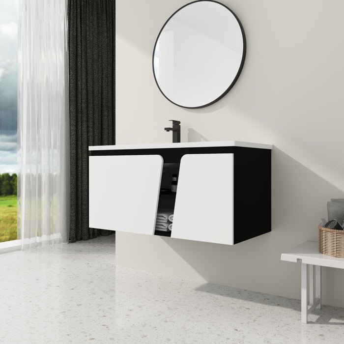 40'' Floating Wall - Mounted Bathroom Vanity With Ceramics Sink & Soft - Close Cabinet Door