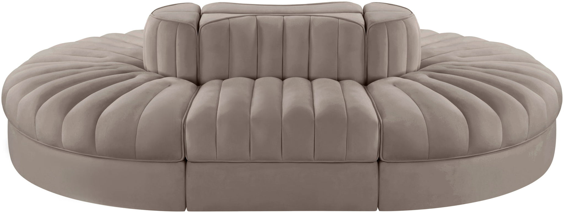 Rummi - Oval Velvet Performance Fabric Upholstered 6 Piece Modular Sectional Meridian Furniture