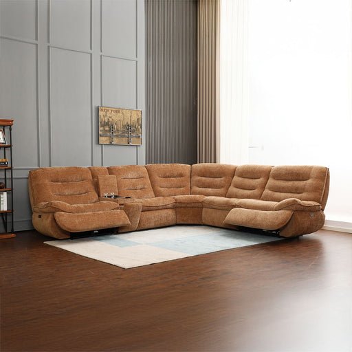 Emmy - Power Motion Sectional Sofa - Orange Chenille ACME