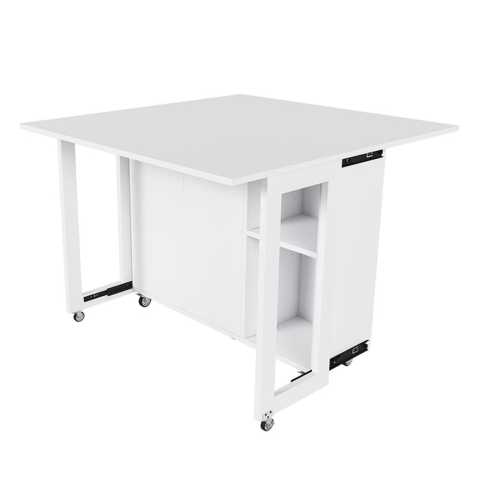 3 In 1 Foldable Side Table With 4 Storage Shelves Home Essentials