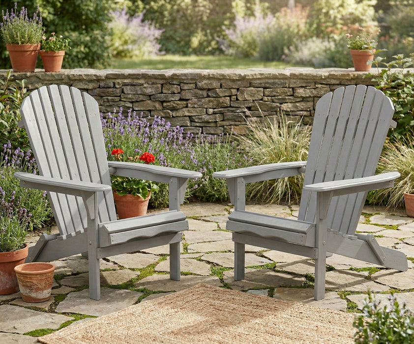 Lounge Patio Chair For Garden Outdoor Wooden Folding Adirondack Chair (Set of 2) Solid Cedar Wood Lounge Patio Chair For Garden