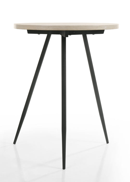 Neroli - Contemporary Round Side Table With Black Metal Base - Oak White