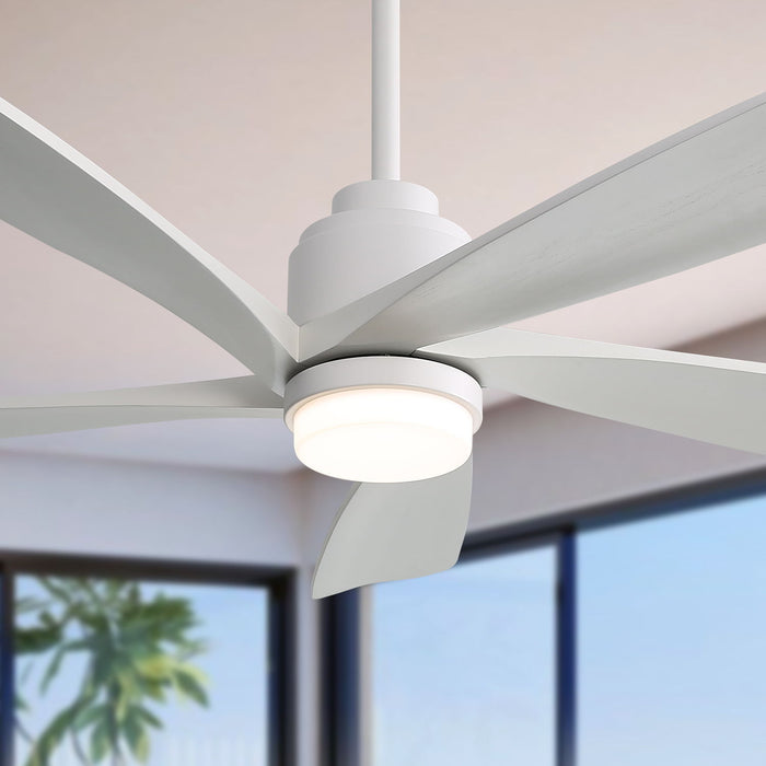 52" Ceiling Fan With Dimmable LED Light, 5 Blades, Reversible DC Motor, Smart Remote Control - White Daily Nest