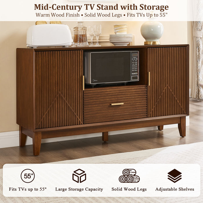 TV Stand With Drawer And Cabinets - Brown Home Essentials