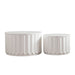 Round Storage Table Set With Lift Off Lid, Nesting Design, Elegant Curved Edge Shape For Living Room - Cream White Home Essentials