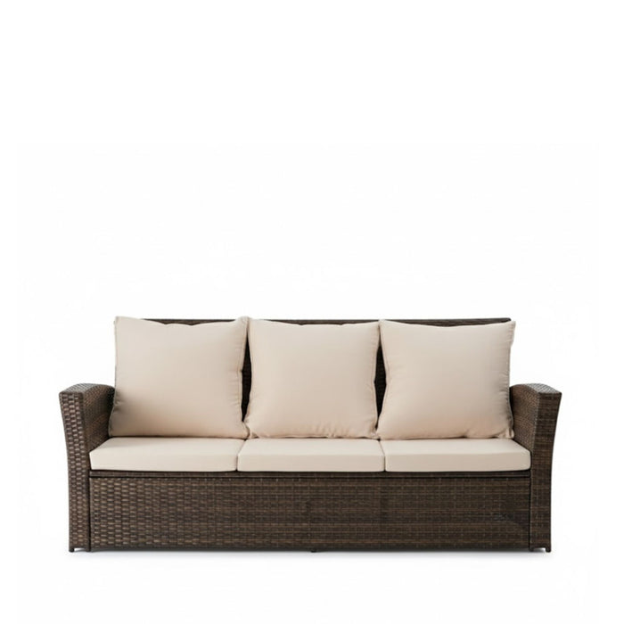 All-Weather Wicker 3 Seat Patio Sofa With Thick Cushions