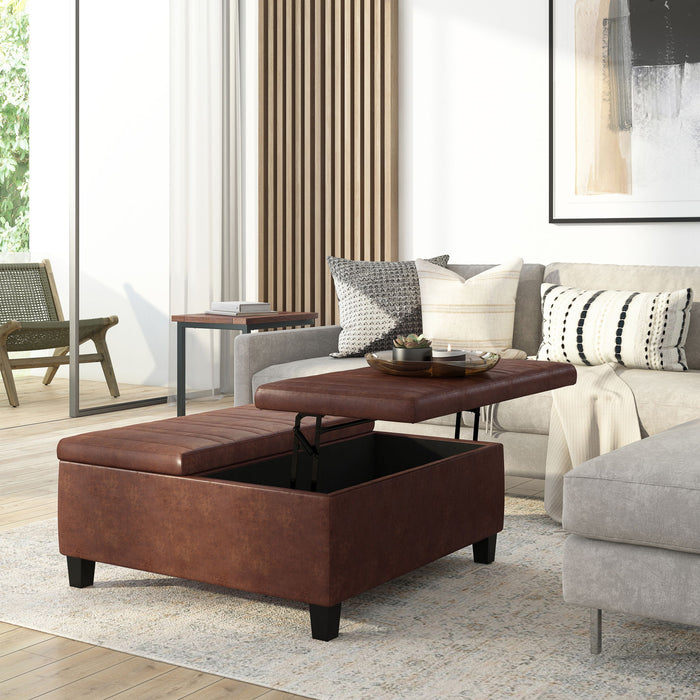 Ellis - Coffee Table Storage Ottoman Contemporary Design Simpli-Home