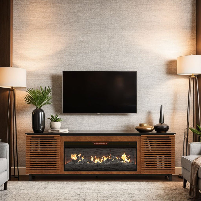 Graceland - Fireplace TV Stand Console For TVs Up To 100" - Black, Bourbon