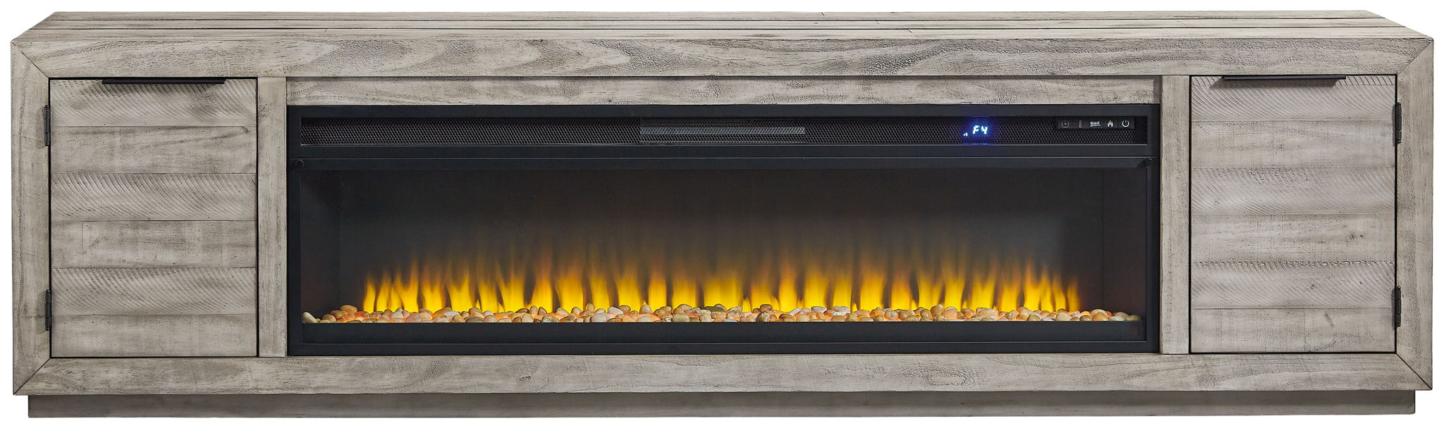 Naydell - 92" TV Stand With Wide Fireplace Insert - Gray Signature Design by Ashley®