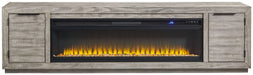 Naydell - 92" TV Stand With Wide Fireplace Insert - Gray Signature Design by Ashley®