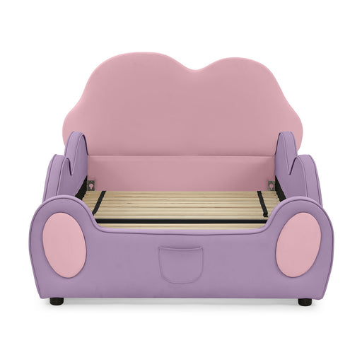 Cute Cloud Shape Bed With Guardrails Cartoon Design, Storage Pocket Home Essentials