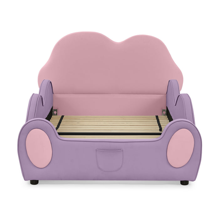 Cute Cloud Shape Bed With Guardrails Cartoon Design, Storage Pocket Home Essentials