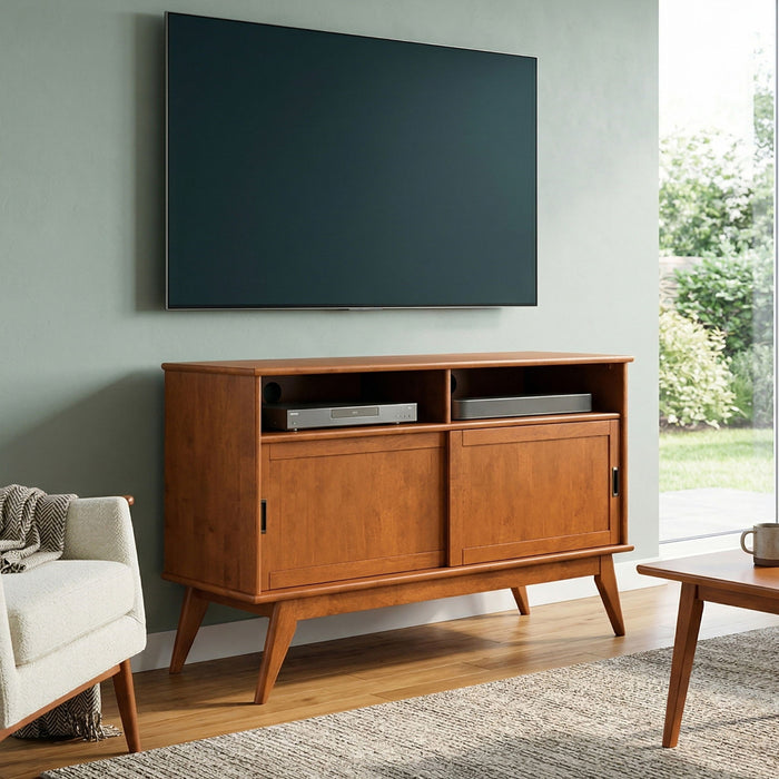 Draper - Handcrafted Mid Century Low TV Media Stand Simpli-Home