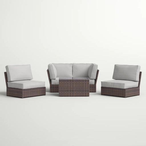Outdoor Sofa Set With Cushions Seats 4 Weather Resistant Resin - Espresso LSI Patio Furniture