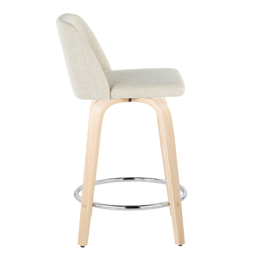 Toriano - Contemporary Fixed Height Counter Stool Swivel With Round Footrest (Set of 2) Lumi Source
