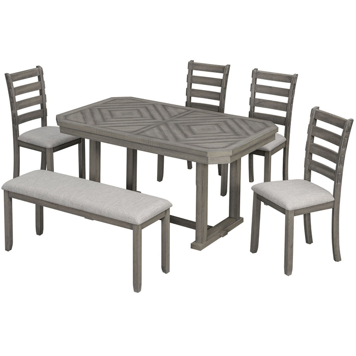 6 Piece Dining Table Set With Ergonomic Seating Hearth and Haven