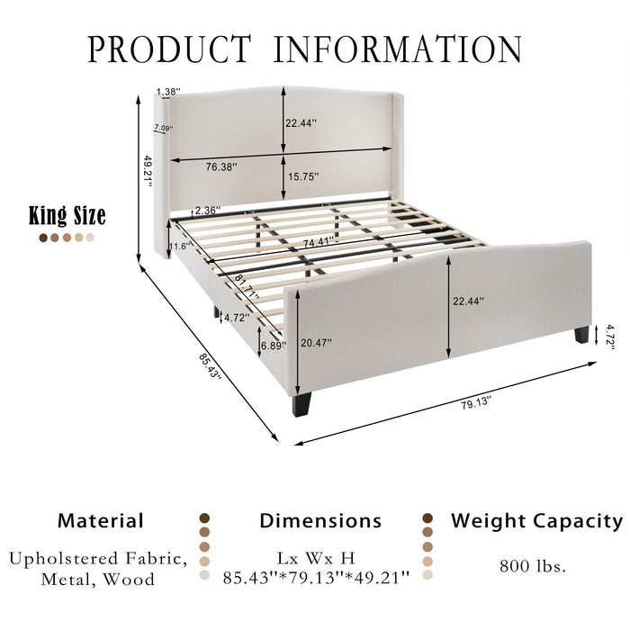 Platform Bed Frame With Tall Headboard And High Footboard Home Essentials