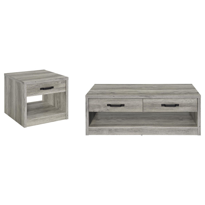 Nuberg - 2 Piece And End Table Set With Storage Drawers - Gray Furniture Max