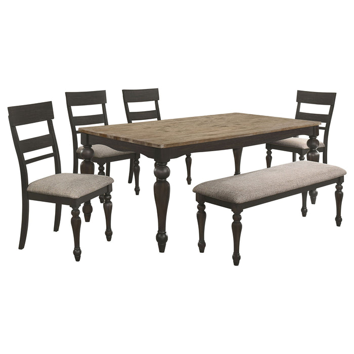 Windsor - 6 Piece Rectangular Dining Set - Brown