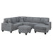 Left Arm Facing Loveseat With USB Port And Storage Sectional Set With Corner Wedge Armless Chair And Cocktail Ottoman - Fog Home Essentials