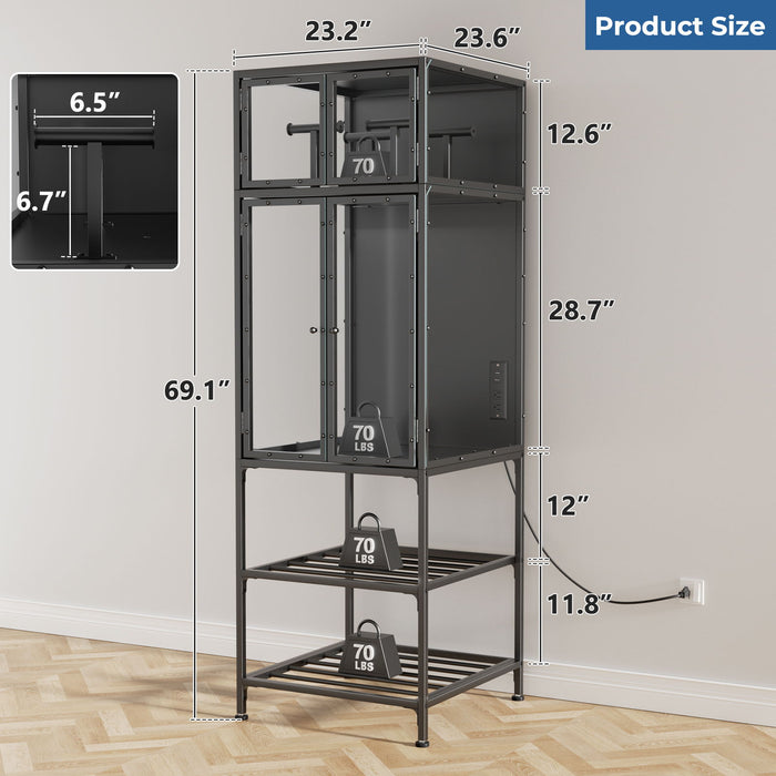 3D Printer Cabinet With Double Layer Filament Storage, T-Shaped Filament Bar, Noise Reducing And Dust Proof Design - Black Home Essentials